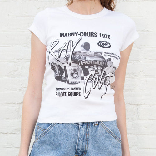 Vintage Slim Crop Top Women Letter Print Pattern Short Sleeve Tee-Tee-Arimonz-Arimonz