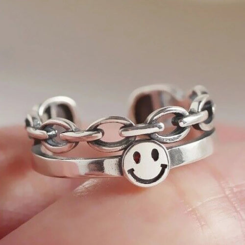 Vintage Smiling Face Finger Rings for Women Adjustable Rings-Rings-Arimonz-Arimonz