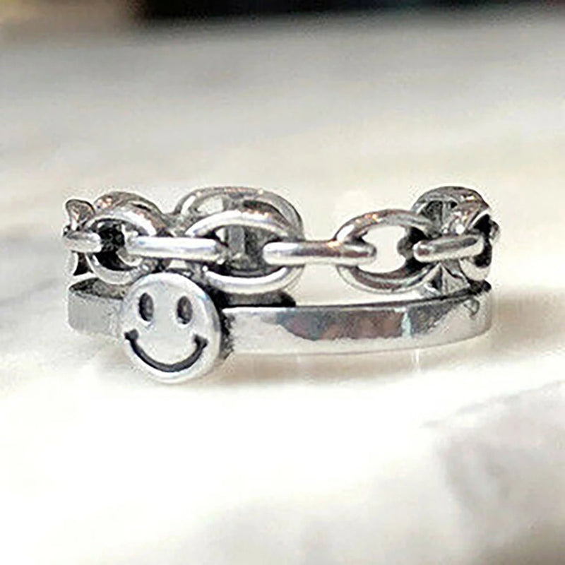 Vintage Smiling Face Finger Rings for Women Adjustable Rings-Rings-Arimonz-Arimonz