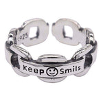 Vintage Smiling Face Finger Rings for Women Adjustable Rings-Rings-Arimonz-Keep Smilinbg-Arimonz