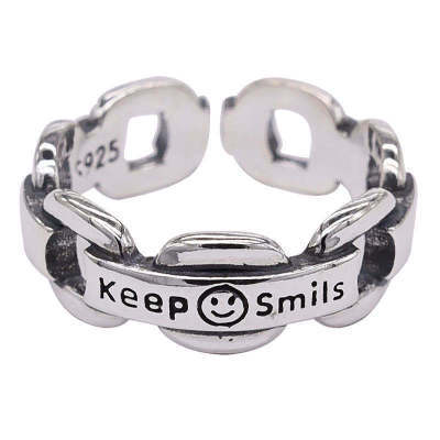 Vintage Smiling Face Finger Rings for Women Adjustable Rings-Rings-Arimonz-Keep Smilinbg-Arimonz