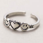 Vintage Smiling Face Finger Rings for Women Adjustable Rings-Rings-Arimonz-Smile Heart-Arimonz