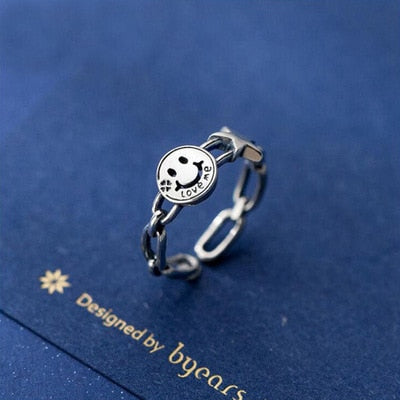 Vintage Smiling Face Finger Rings for Women Adjustable Rings-Rings-Arimonz-Smile Love Me-Arimonz