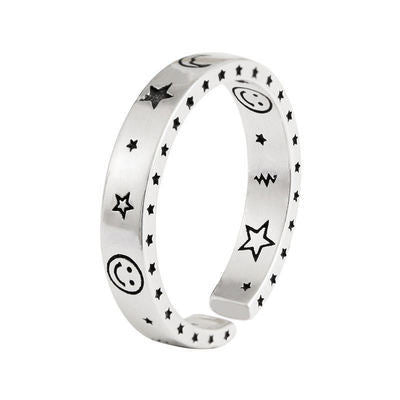 Vintage Smiling Face Finger Rings for Women Adjustable Rings-Rings-Arimonz-Smile Stars-Arimonz