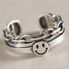 Vintage Smiling Face Finger Rings for Women Adjustable Rings-Rings-Arimonz-Smiley Chain-Arimonz