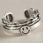 Vintage Smiling Face Finger Rings for Women Adjustable Rings-Rings-Arimonz-Arimonz