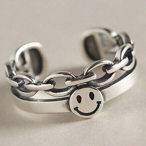 Vintage Smiling Face Finger Rings for Women Adjustable Rings-Rings-Arimonz-Arimonz