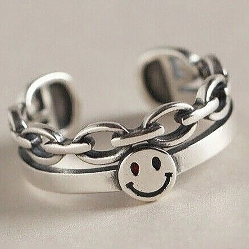 Vintage Smiling Face Finger Rings for Women Adjustable Rings-Rings-Arimonz-Arimonz