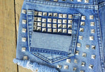 Vintage Tassel Rivet Ripped High Waist Denim Short-Denim Shorts-Arimonz-Arimonz