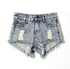 Vintage Tassel Rivet Ripped High Waist Denim Short-Denim Shorts-Arimonz-Light Blue-32-Arimonz