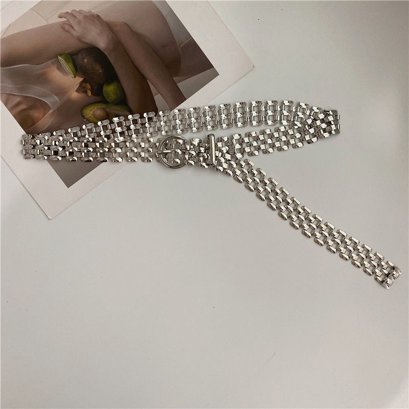 Waist Chain Elegant Silver Metal Chain Strap Pin Buckle Waist Chain-Belts-Arimonz-Arimonz