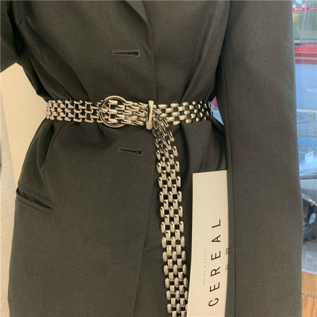 Waist Chain Elegant Silver Metal Chain Strap Pin Buckle Waist Chain-Belts-Arimonz-Silver-Arimonz