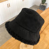 Warm Women Bucket Hat Winter Suede Artificial Fur Thick Warm Plush Cap-Winter Hats-Arimonz-Black-Arimonz