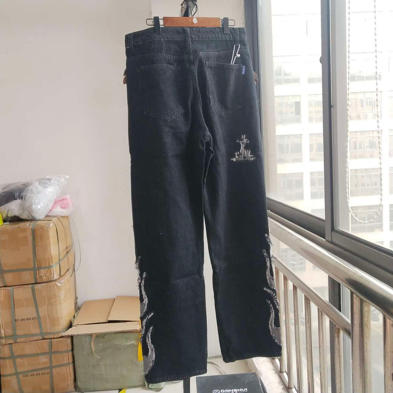 Wash Jeans Women High Waist Trendy Straight Tube Wide Leg Denim Pants-Straight Jeans-Arimonz-Arimonz