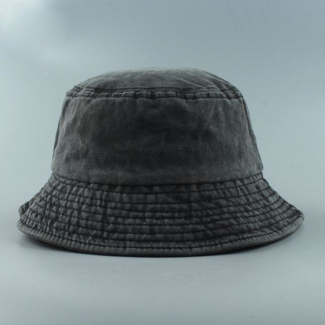 Washed Denim Bucket Hats Fashion Bob Caps Women Panama Bucket Cap-Bucket Hats-Arimonz-black-Kid head 50-53cm/20-21inches-Arimonz