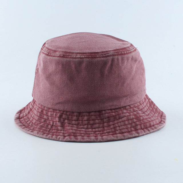 Washed Denim Bucket Hats Fashion Bob Caps Women Panama Bucket Cap-Bucket Hats-Arimonz-Red-Kid head 50-53cm/20-21inches-Arimonz