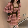 Wear To Work Sets - Women Knitted Skirt Set Cardigan Skirt Crop Top Sets Knitwear