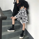 White Cow Women Shorts Elastic High Waist Wide Leg Women Shorts-Shorts-Arimonz-Arimonz