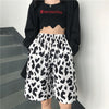 White Cow Women Shorts Elastic High Waist Wide Leg Women Shorts-Shorts-Arimonz-Arimonz