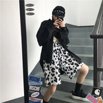 White Cow Women Shorts Elastic High Waist Wide Leg Women Shorts-Shorts-Arimonz-Arimonz
