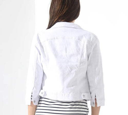 White Denim Jacket-Jean Jackets-Arimonz-Arimonz