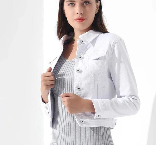 White Denim Jacket-Jean Jackets-Arimonz-S-Arimonz