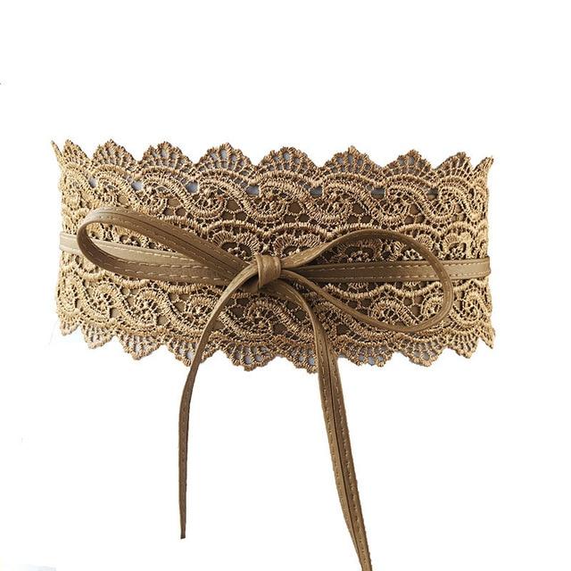 Wide Corset Lace Belt-Belts-Arimonz-Golden-Arimonz