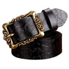 Wide Genuine Leather Belts For Women Vintage Floral Pin Buckle Belt-Women's Belts-Arimonz-Black Big Flower-90cm/35.43inches-Arimonz