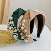 Wide Side Headband Mix Pearls Baroque Hairband Knot Headwear-Hair Accessories-Arimonz-Arimonz