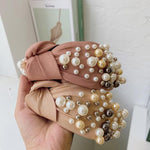 Wide Side Headband Mix Pearls Baroque Hairband Knot Headwear-Hair Accessories-Arimonz-Arimonz