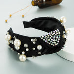 Wide Side Headband Mix Pearls Baroque Hairband Knot Headwear-Hair Accessories-Arimonz-black hairband-Arimonz