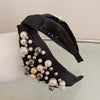 Wide Side Headband Mix Pearls Baroque Hairband Knot Headwear-Hair Accessories-Arimonz-black hairband B-Arimonz