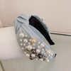 Wide Side Headband Mix Pearls Baroque Hairband Knot Headwear-Hair Accessories-Arimonz-blue hairband-Arimonz
