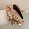 Wide Side Headband Mix Pearls Baroque Hairband Knot Headwear-Hair Accessories-Arimonz-champagne hairband-Arimonz