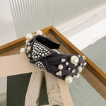 Wide Side Headband Mix Pearls Baroque Hairband Knot Headwear-Hair Accessories-Arimonz-gray hairband-Arimonz