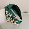 Wide Side Headband Mix Pearls Baroque Hairband Knot Headwear-Hair Accessories-Arimonz-green hairband C-Arimonz