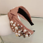 Wide Side Headband Mix Pearls Baroque Hairband Knot Headwear-Hair Accessories-Arimonz-pink hairband-Arimonz