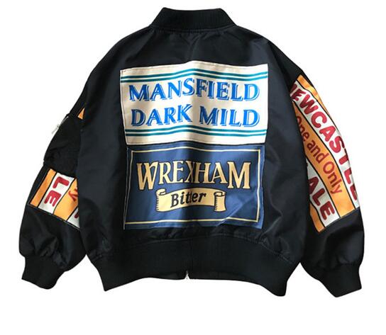 Windbreaker Coat Patch Loose Bomber Jacket Casual Oversize Jacket-Bomber Coats-Arimonz-Black-S-Arimonz