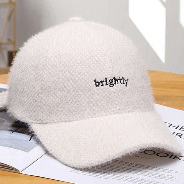 Windproof Cashmere Baseball Caps Trendy Velvet Winter Hats For Women-Women's Caps-Arimonz-White-Arimonz