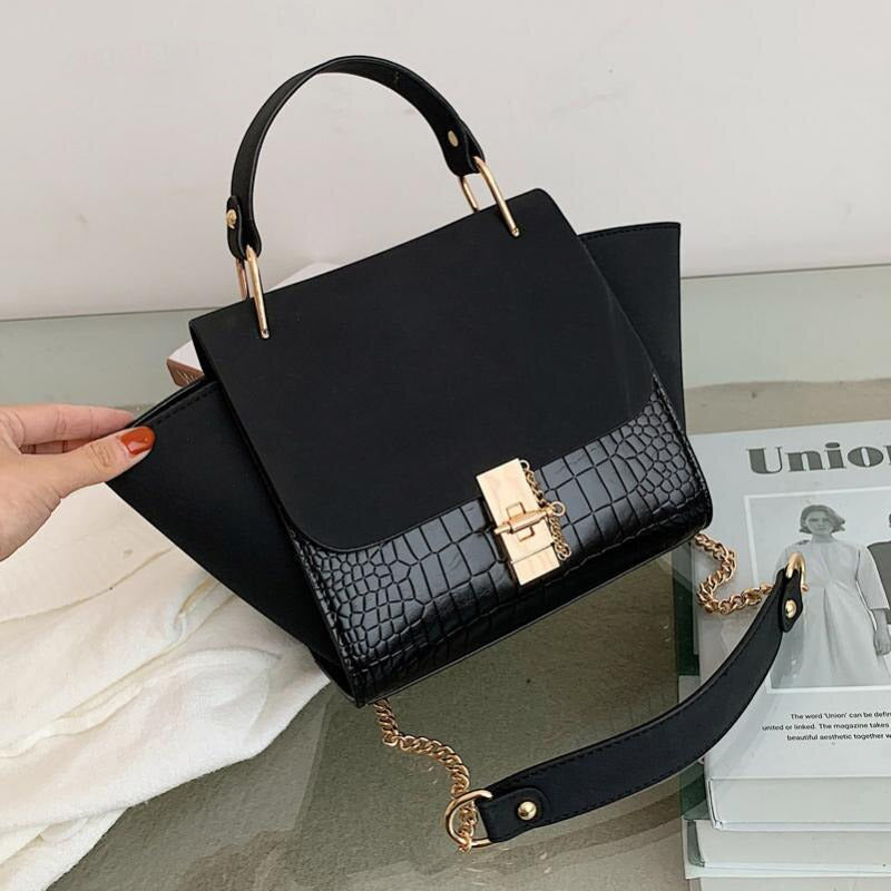 Wing Bag Woman Casual Crossbody Handbag Soft Surface Shoulder Bag-Handbags-Arimonz-black 2 Crocodile-Arimonz