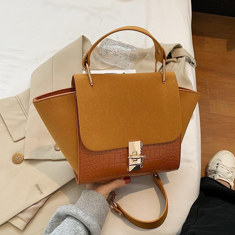 Wing Bag Woman Casual Crossbody Handbag Soft Surface Shoulder Bag-Handbags-Arimonz-brown Crocodile-Arimonz