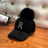 Winter Baseball Cap Women Rhinestone Letter Pompom Hip Hop Caps-Women's Caps-Arimonz-Arimonz