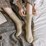 Winter Cashmere Wool Woman Socks Solid Retro Long Socks Crew Sock-Socks & Tights-Arimonz-Arimonz