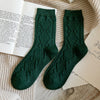 Winter Cashmere Wool Woman Socks Solid Retro Long Socks Crew Sock-Socks & Tights-Arimonz-Dark Green-Arimonz