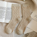 Winter Cashmere Wool Woman Socks Solid Retro Long Socks Crew Sock-Socks & Tights-Arimonz-Khaki-Arimonz