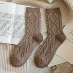 Winter Cashmere Wool Woman Socks Solid Retro Long Socks Crew Sock-Socks & Tights-Arimonz-Light Coffee-Arimonz