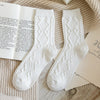 Winter Cashmere Wool Woman Socks Solid Retro Long Socks Crew Sock-Socks & Tights-Arimonz-White-Arimonz