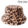 Winter Cow Leopard Faux Fur Fluffy Bucket Hats Women Outdoor Warm Hat-Bucket Hats-Arimonz-Arimonz