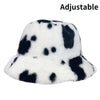 Winter Cow Leopard Faux Fur Fluffy Bucket Hats Women Outdoor Warm Hat-Bucket Hats-Arimonz-Arimonz
