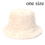 Winter Cow Leopard Faux Fur Fluffy Bucket Hats Women Outdoor Warm Hat-Bucket Hats-Arimonz-beige white-Arimonz